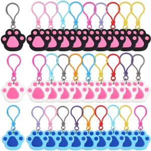 Cute cat dog paw print keychain multi-color plastic ring key chain party favor supply