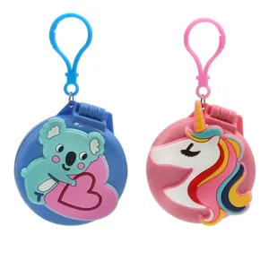 Peigne miroir pliant de dessin animé portable avec design de porte-clés koala et licorne.