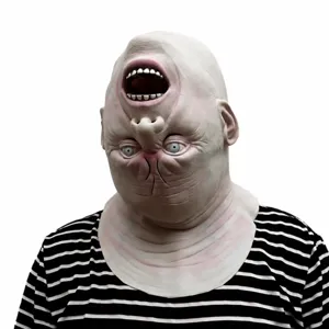 Halloween Scary Alien Head Mask Natural Latex Creepy Horror Upside Down Face Mask For Party Cosplay Costume Prop