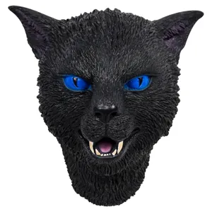 Black cat mask party animal mask realistic furry demon costume masquerade props detail view