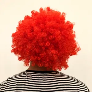 Parrucca afro clown riccia rossa per costume da festa di Halloween accessori divertenti