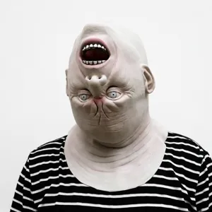 Halloween scary upside down head latex mask creepy alien zombie horror costume prop for party.