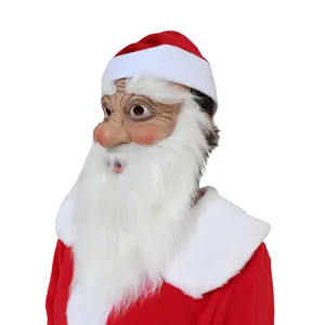 Santa Claus latex mask headgear costume props for Halloween and Christmas party dress up.