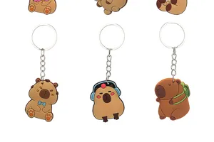 Joli porte-clés Capybara en caoutchouc souple pour dessin animé pendentif de sac cadeau.