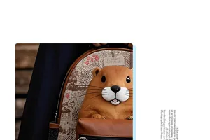 Sac à dos animal capybara en peluche 3D mignon, design toile rétro pour un usage quotidien.