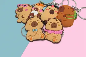 Mignon dessin animé capybara porte-clés en silicone pendentif sac animal drôle cadeau