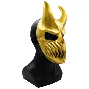 Gold deathcore mask PVC scary demon Halloween party props cosplay costume accessories