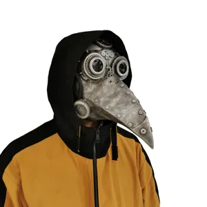 Steampunk plague doctor mask Halloween costume accessory vintage bird beak mask detail view