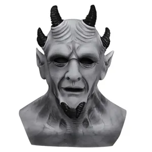 Aterradora máscara de demonio de látex con varios cuernos para fiesta de Halloween y cosplay.