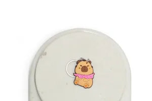 Joli porte-clés capybara en caoutchouc souple dessin animé mignon pendentif sac accessoire