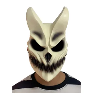 PVC Deathcore Mask Evil Demonic Horned Mask Halloween Party Cosplay Horror Face Prop