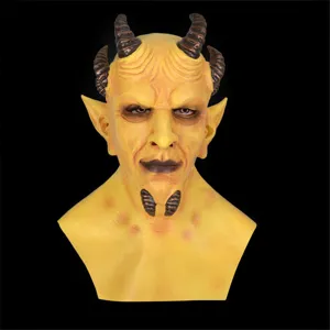 Máscara de diablo de látex para fiesta de disfraces de Halloween, tocado de demonio.