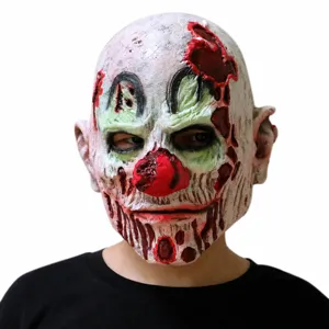 Halloween Horror Clown Latex Mask Scary Creepy Bloody Jester Headwear Horror Party Cosplay Costume Prop
