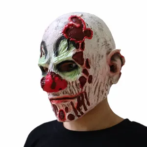 Halloween scary bloody clown latex mask horror creepy masquerade costume party prop white