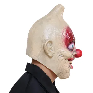 Halloween horror latex mask, creepy cyclops clown headgear for haunted house party props.