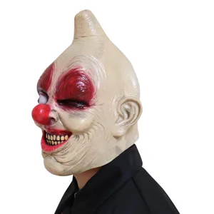 Halloween creepy one-eyed clown latex mask, scary horror prop for party and haunted house.