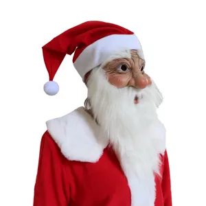 Santa Claus latex mask Christmas party holiday cosplay costume funny headwear props white beard