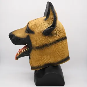 Detailansicht Schäferhund Latexmaske Seitenansicht, realistische Tier Cosplay Requisite.