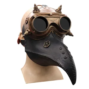 Steampunk plague doctor mask retro bird beak halloween cosplay costume creepy props