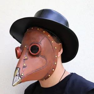 Steampunk Plague Doctor Mask PU Leather Bird Beak Cosplay Halloween Costume Accessory