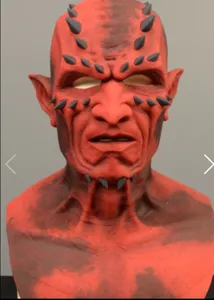Red latex demon mask with black horns full head scary cosplay Halloween costume prop