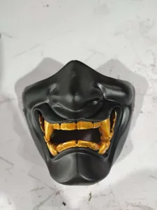 Halloween duivel Hannya masker tactisch half gezicht zwart goud eng demon cosplay rekwisiet