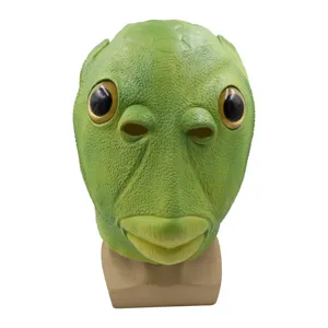 Halloween Funny Green Fish Monster Latex Mask Novelty Full Headgear Costume Cosplay Party Performance Props