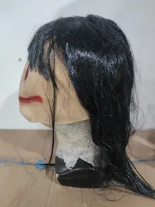 Halloween horror bloody faceless long hair ghost mask scary party cosplay costume prop