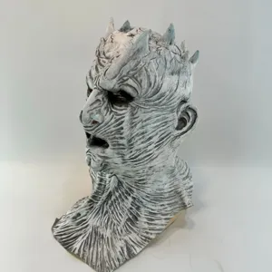 Detailed view of the terrifying ice zombie latex mask showing intricate frost skin textures.