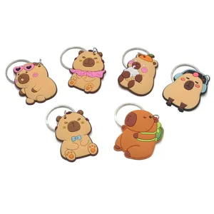 Mignon dessin animé capybara porte-clés en silicone animal sac à dos pendentif lot