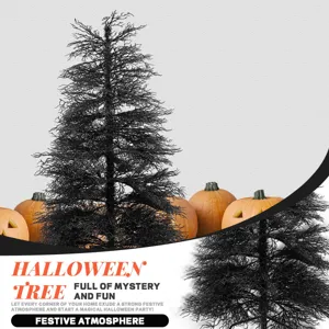 Black Halloween tree detail with pumpkins at base, perfect for festive home decor and display.