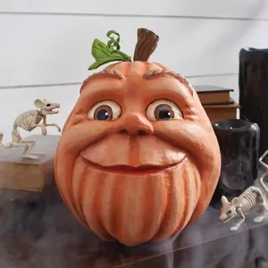 Halloween pumpkin outdoor decoration spooky face resin sculpture for yard party decor