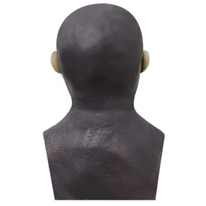 Detailed rear view of a dark textured monster orc mask showing skin detail and ears.