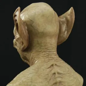 Halloween yellow goblin mask headgear, evil demon vampire orc mask product rear view