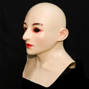 Halloween latex bald human face mask realistic creepy costume party prop headwear