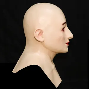 Realistic silicone human mask head cover for Halloween costume party cosplay props.
