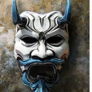 Halloween Hannya Mask Japanese Traditional Demon Cosplay Costume Prop Party Scary Latex Mask Devil Ghost Headwear