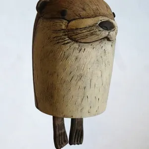 Handmade ceramic animal wind chime bohemian garden hanging decor gift cute otter shape pendant