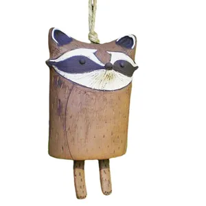 Handmade ceramic animal wind chime, rustic boho garden hanging decor and yard ornament gift.