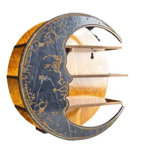 Estante de cristal de luna de madera soporte de pared para aceites esenciales decoración de altar.