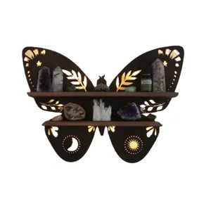 Houten maan mot lamp kristal plank wandhangen wicca boho plank thuis kristal display