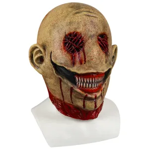 Halloween horror latex mask, bloody creepy clown headgear, scary party costume prop.