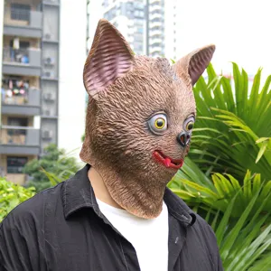 Creepy Halloween bat monster latex mask, realistic fur texture and scary eyes for party props.