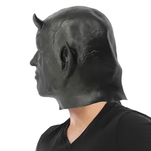Máscara de látex de demonio de Halloween con cuernos monstruo aterrador fiesta