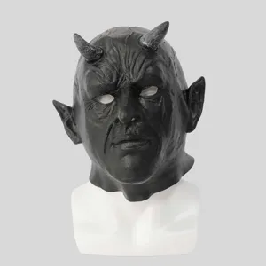 Halloween terror diablo máscara látex monstruo tocado cuernos espeluznante fiesta cosplay accesorios