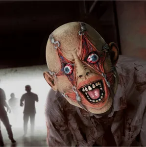 Halloween Scary Zombie Latex Mask Horror Creepy Stitched Face Costume Prop Party Cosplay