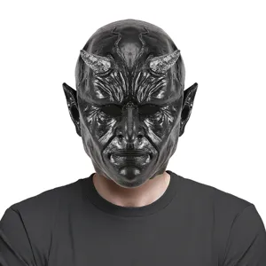 Halloween aterrador monstruo máscara látex negro demonio diablo tocado para fiesta