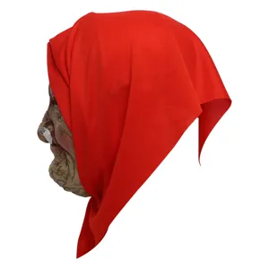 Halloween smoking old lady latex mask with red headscarf creepy cosplay party prop