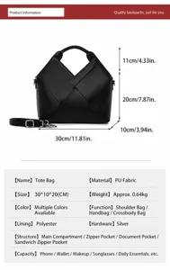 Black woven tote bag large capacity commuter handbag stylish shoulder bag with top handle.
