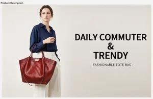 Vista detallada del bolso tote de cuero trenzado con modelo elegante en el estudio fotográfico.